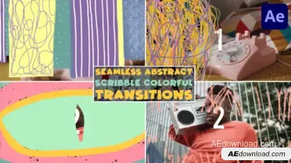 Seamless Abstract Scribble Colorful Transitions | After Effects Elements template preview