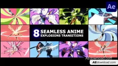 Seamless Anime Abstract Explosions Transitions | After Effects Elements template preview