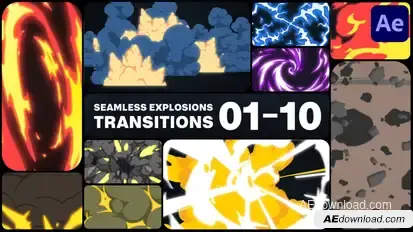 Seamless Explosions Transitions for After Effects Elements template preview
