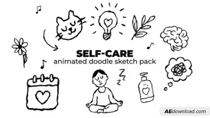 Self-care - Animated Doodle Sketch Pack Elements template preview
