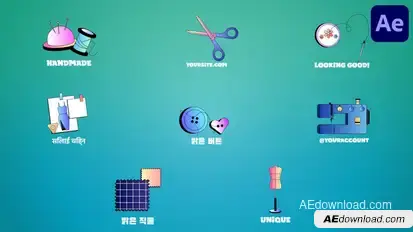 Sewing Icons And Titles for After Effects Titles template preview
