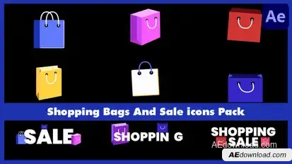 Shopping Bags And Sale Icons Pack for After Effects Elements template preview