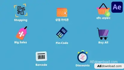 Shopping Icons And Titles for After Effects Titles template preview