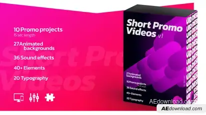Short Promo Videos. Set v.1 (Promo projects | Sound FX | Typography & more) Openers template preview