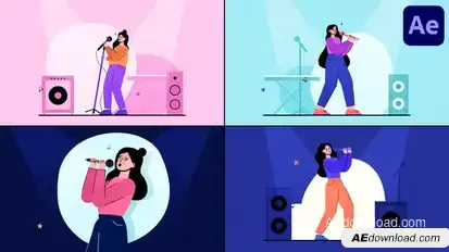 Singing Girls Explainer for After Effects Openers template preview