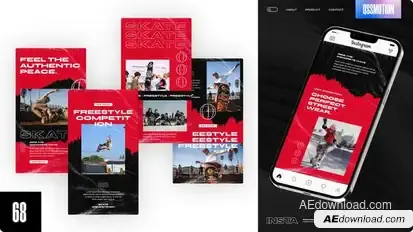 Skating Urban Stories Video Displays template preview
