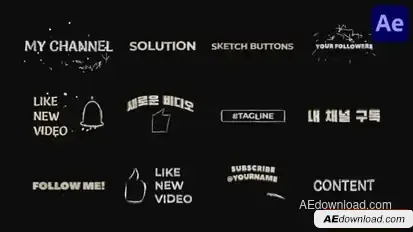 Sketch Youtube Buttons And Titles for After Effects Openers template preview