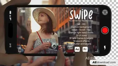 Smartphone Swipe Transitions | AE & Premiere Pro Template Elements template preview