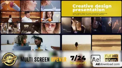 Smooth multiscreen slideshow broadcast-packages template preview