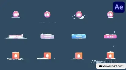 Snow Social Media Subscribe Buttons | After Effects Titles template preview
