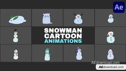 Snowman Cartoon Animations for After Effects Elements template preview