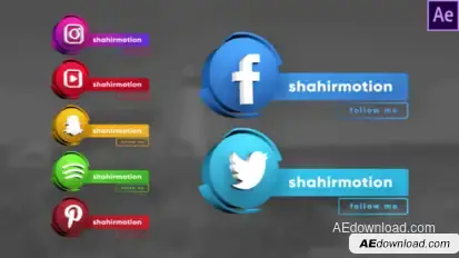 Social Media 3D Lowerthirds Titles template preview