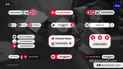 Social Media Buttons  AE Logo Stings template preview