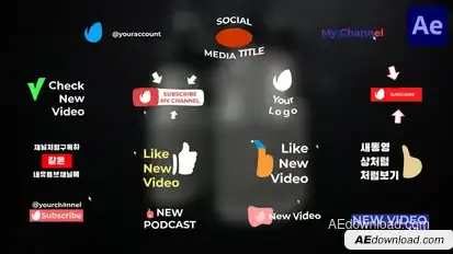 Social Media Buttons And Titles for After Effects Titles template preview