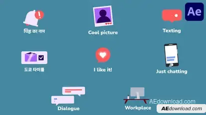 Social Media Communication Icons And Titles for After Effects Titles template preview