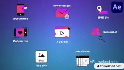 Social Media Icons And Titles for After Effects Titles template preview