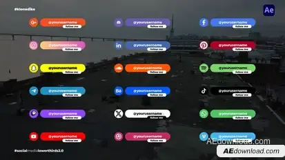 Social Media Lower Thirds 2.0  AE Elements template preview