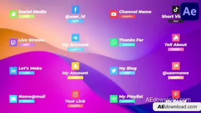 Social Media Lower Thirds 3D | After Effects Elements template preview