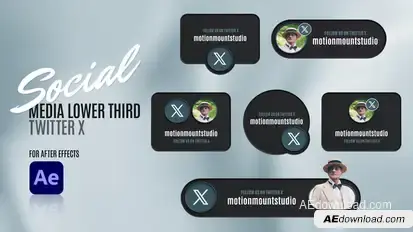 Social Media Lower Thirds - Twitter X Elements template preview