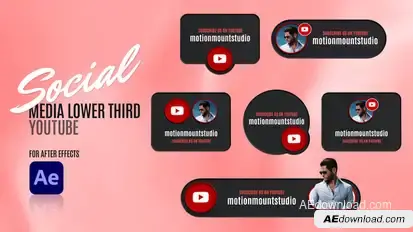 Social Media Lower Thirds - Youtube Elements template preview