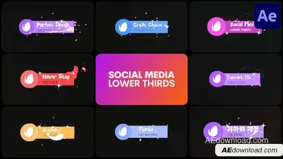 Social Media Lower Thirds | After Effects Elements template preview