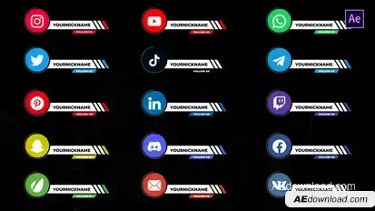 Social Media Lower Thirds After Effects V.3 Elements template preview