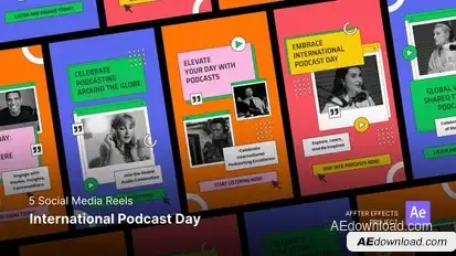 Social Media Reels - International Podcast Day After Effects Template Product Promo template preview