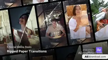Social Media Reels - Ripped Paper Transitions After Effects Project Files Product Promo template preview
