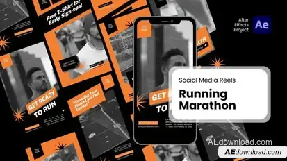 Social Media Reels - Running Marathon After Effects Project Files broadcast-packages template preview