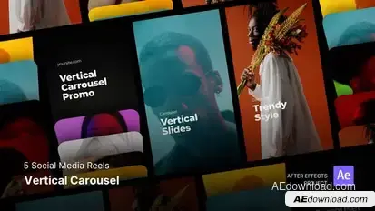 Social Media Reels - Vertical Carousel After Effects Template Video Displays template preview