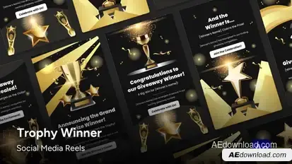 Social Media Reels - Winner Trophy After Effects Template Product Promo template preview
