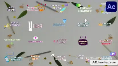 Social Media Sticker Titles for After Effects Titles template preview