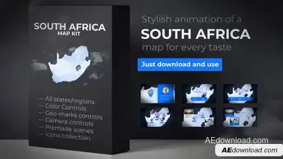 South Africa Map - Republic of South Africa Map Kit Video Displays template preview
