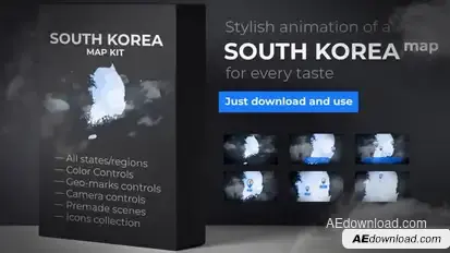 South Korea Map - Republic of Korea Map Video Displays template preview