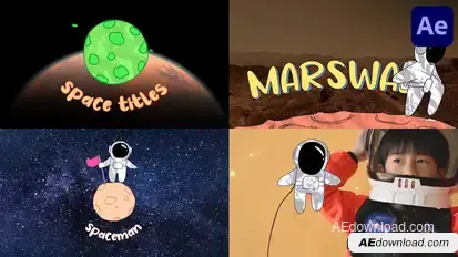 Space And Spaceman Titles for After Effects Titles template preview