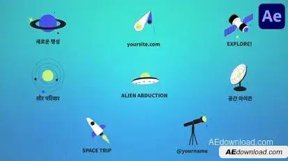 Space Exploring Icons And Titles for After Effects Titles template preview
