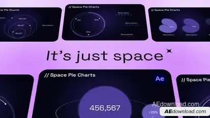 Space Pie Charts Infographics template preview