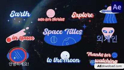 Space Sticker Titles for After Effects Titles template preview