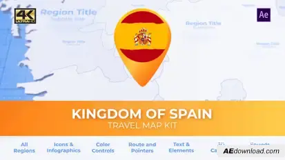 Spain Map - Kingdom of Spain Travel Map Video Displays template preview