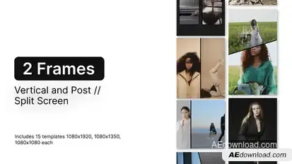 Split Screen Vertical and Post - Frames 2 Video Displays template preview