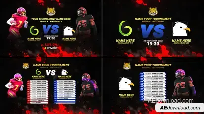 Sports Team Broadcast Pack // Football Scoreboard Team vs card broadcast-packages template preview