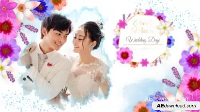 Spring Ink Wedding Slideshow Video Displays template preview