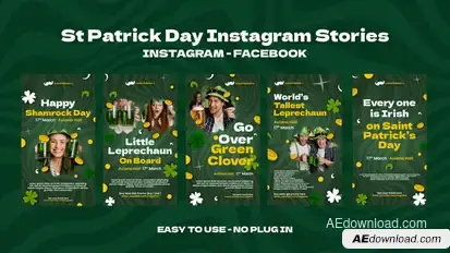St Patrick Day Instagram Stories Openers template preview