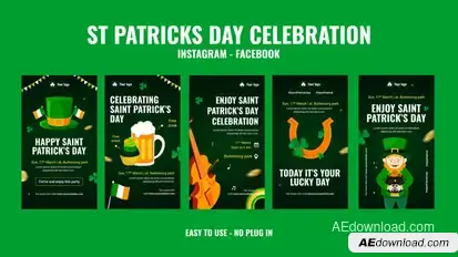 St Patricks Day Celebration Instagram Stories Openers template preview