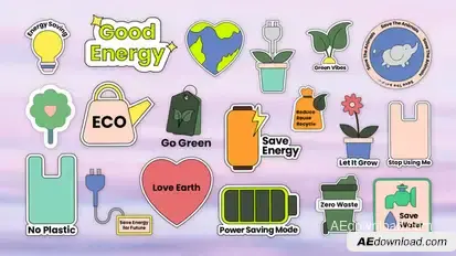 Sticker Pack - Sustainable Ecology After Effects Project Template Elements template preview