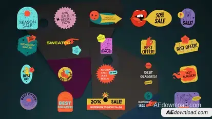 Sticker Sale Titles || After Effects Titles template preview