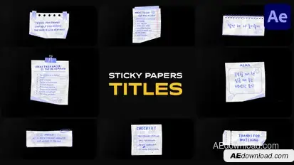 Sticky Papers Titles for After Effects Titles template preview