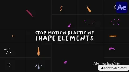 Stop Motion Plasticine Shape Elements for After Effects Elements template preview