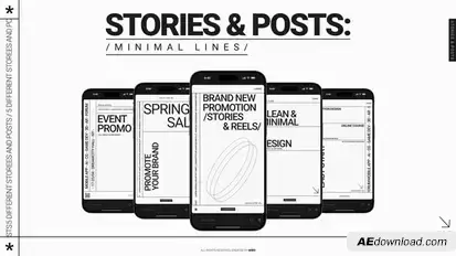 Stories & Posts: Minimal Lines Elements template preview