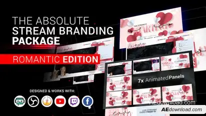 Stream Branding Package. Stream Overlays - Romantic Edition broadcast-packages template preview